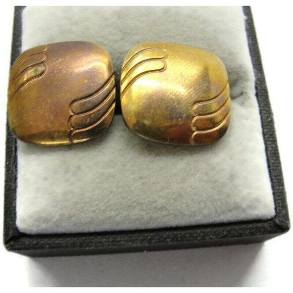 Vintage Cufflinks Square Gold Tone Shirt Accessories Wedding - Picture 11 of 12